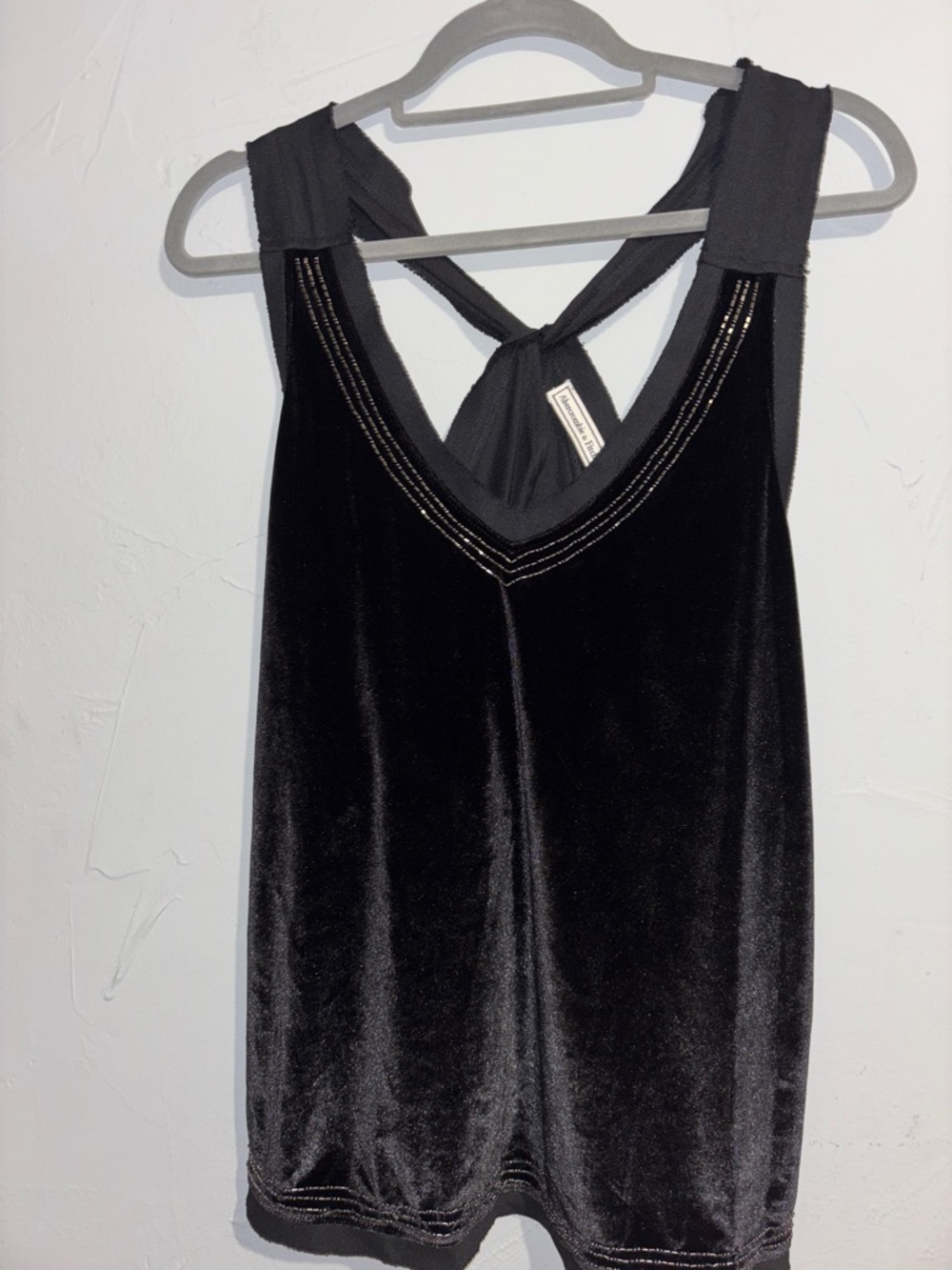 Abercrombie & Fitch Black Beaded Velvet Halter